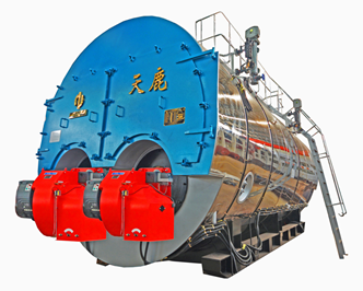 WNS型卧式三回程锅壳式双炉胆燃油燃气蒸汽锅炉